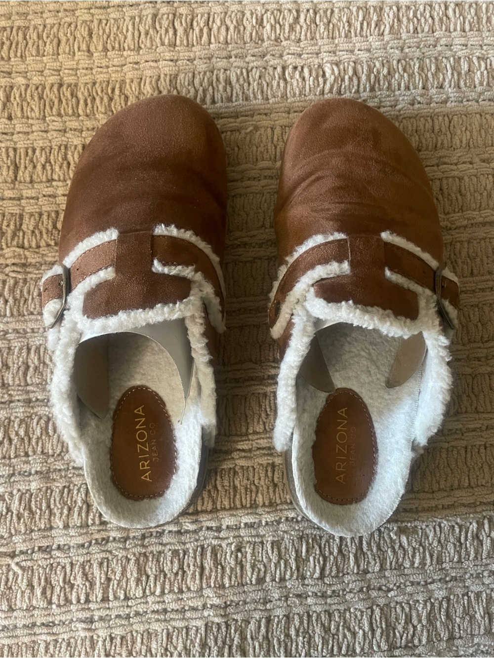 Arizona Jean Company Brown Suede Shearling Mules